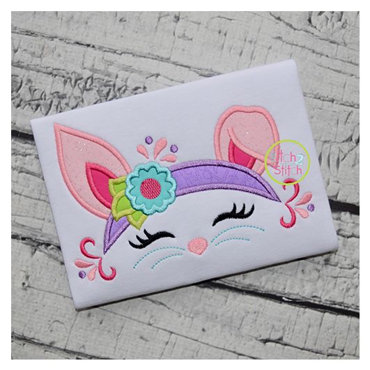 Bunny Flower Headband Applique | Machine Embroidery Designs by JuJu