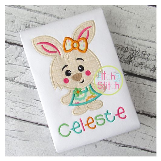 Bunny Girl Applique | Machine Embroidery Designs by JuJu