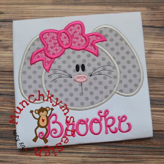Bunny Girl Bow | Machine Embroidery Designs by JuJu