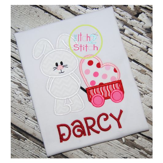 Bunny Wagon Heart Applique | Machine Embroidery Designs by JuJu