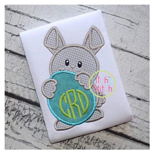 Bunny Holding Egg Applique | Machine Embroidery Designs by JuJu