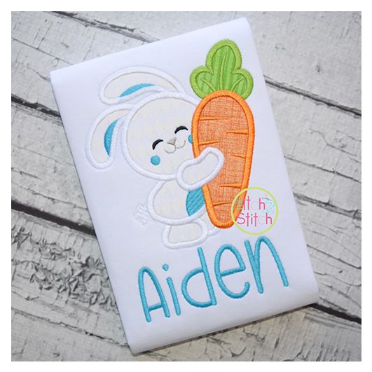 Bunny Hugs Carrot Applique | Machine Embroidery Designs by JuJu