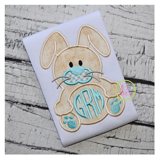 Bunny Monogram Applique Frame | Machine Embroidery Designs by JuJu