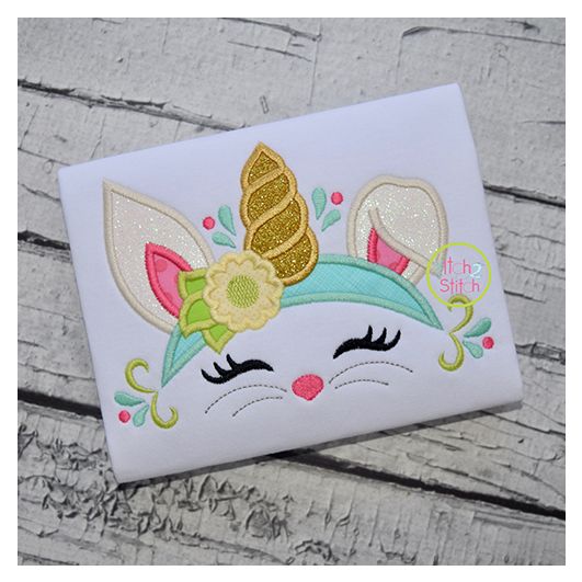 Bunny Unicorn Horn Applique | Machine Embroidery Designs by JuJu