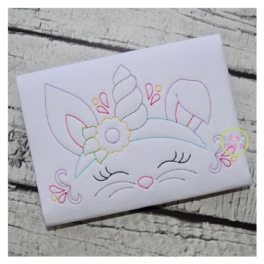 Bunny Unicorn Horn Bean Embroidery | Machine Embroidery Designs by JuJu