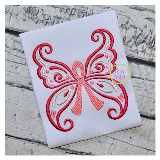 Butterfly Awareness Ribbon Embroidery | Machine Embroidery Designs by JuJu