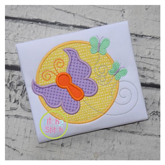 Butterfly Circle Applique Design | Machine Embroidery Designs by JuJu
