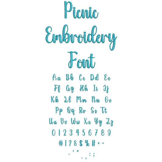 Picnic Embroidery Font