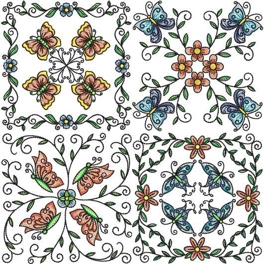                                 Butterfly Mandalas Embroidery Set 1 | Machine Embroidery Designs by JuJu
                            