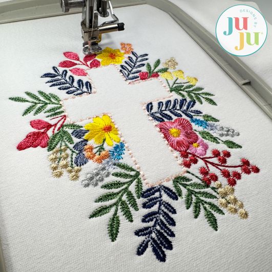 Heirloom Garden Cross Embroidery Design | Machine Embroidery Designs by JuJu