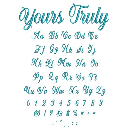 Yours Truly Alphabet Embroidery Font | Machine Embroidery Designs by JuJu