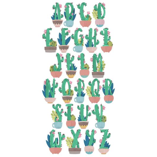 Cactus Alphabet | Machine Embroidery Designs by JuJu