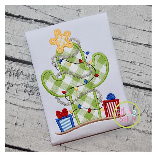 Cactus Christmas Tree Applique | Machine Embroidery Designs by JuJu