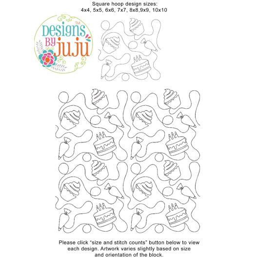 Cake Party End-to-End Quilting | Machine Embroidery Designs by JuJu