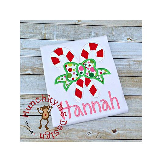 Candy Cane Bow | Machine Embroidery Designs by JuJu