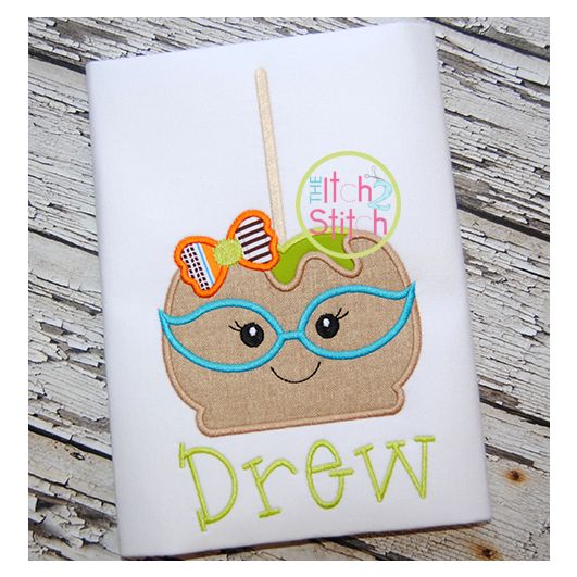 Candy Apple Glasses Girl Applique | Machine Embroidery Designs by JuJu