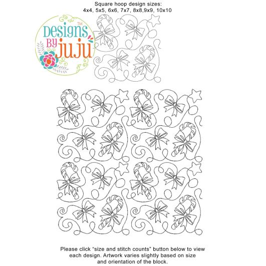 Candycane Christmas End-to-End Quilting | Machine Embroidery Designs by JuJu