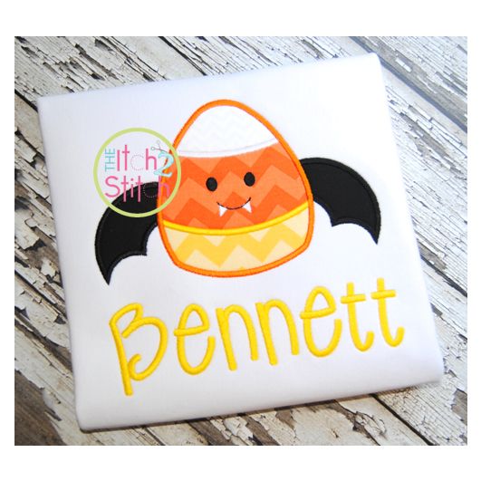 Candy Corn Bat Applique | Machine Embroidery Designs by JuJu
