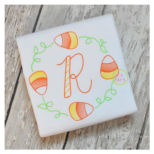 Candy Corn Frame Sketch Embroidery | Machine Embroidery Designs by JuJu