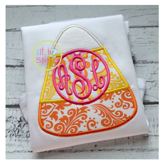 Candy Corn Monogram Applique | Machine Embroidery Designs by JuJu