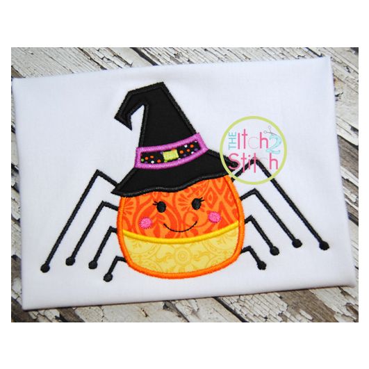 Candy Corn Spider Applique | Machine Embroidery Designs by JuJu