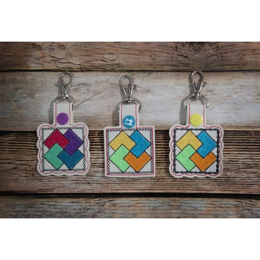 ITH Snap Tab Key Fob Card Trick Quilt Block | Machine Embroidery Designs by JuJu
