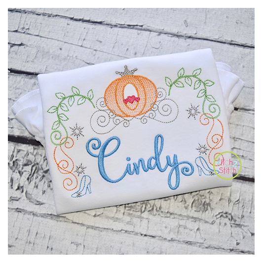 Carriage Princess Frame Embroidery | Machine Embroidery Designs by JuJu