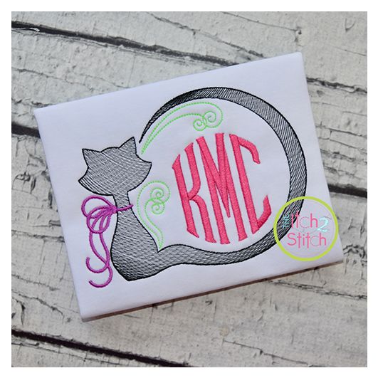 Cat Frame Sketch Embroidery | Machine Embroidery Designs by JuJu