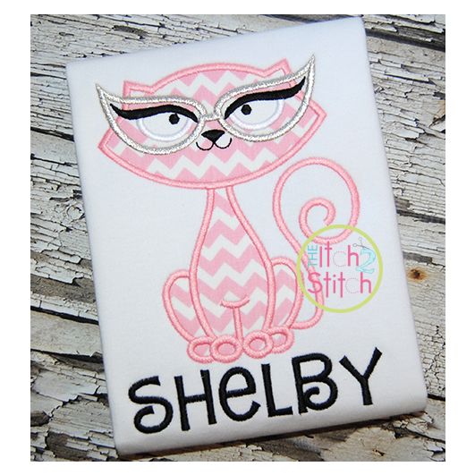 Cat Glasses Applique | Machine Embroidery Designs by JuJu