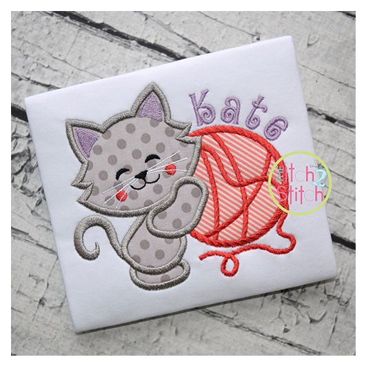 Cat Hugs Yarn Applique | Machine Embroidery Designs by JuJu
