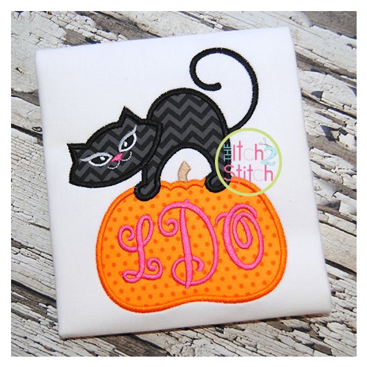 Cat Pumpkin Applique | Machine Embroidery Designs by JuJu