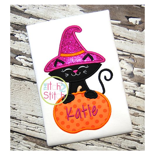 Cat Pumpkin 2 Applique | Machine Embroidery Designs by JuJu