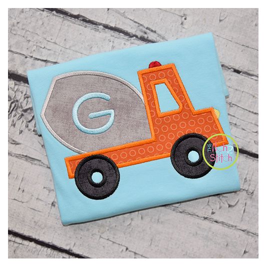 Cement Truck Applique | Machine Embroidery Designs by JuJu
