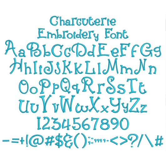 Charcuterie Embroidery Font | Machine Embroidery Designs by JuJu