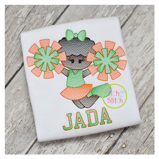 Cheerleader Jumping 2 Sketch | Machine Embroidery Designs by JuJu