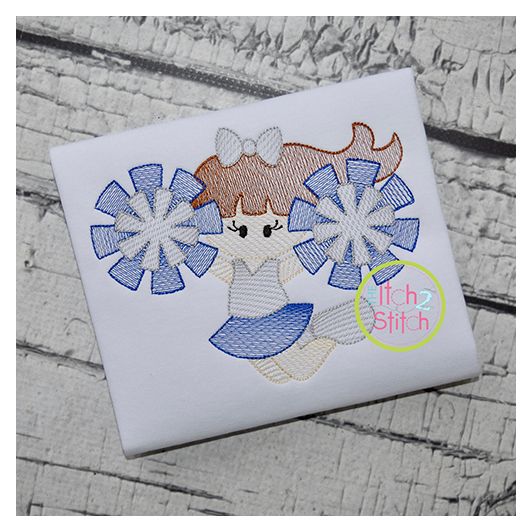 Cheerleader Jumping Sketch Embroidery | Machine Embroidery Designs by JuJu