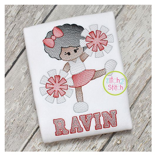 Cheerleader Kicking 2 Sketch | Machine Embroidery Designs by JuJu