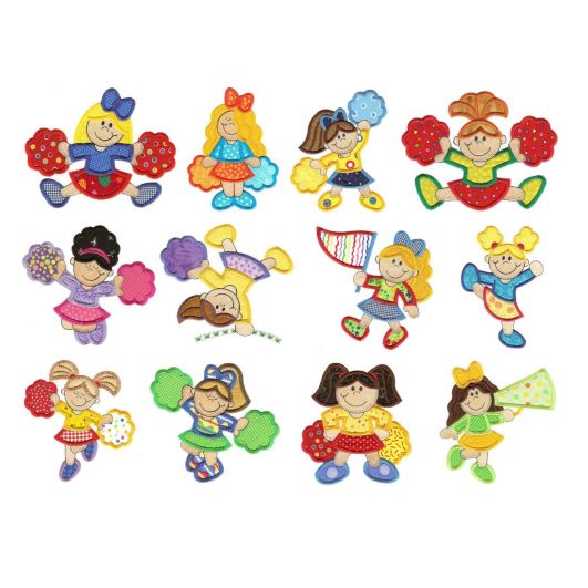 Cheerleaders Applique Machine Embroidery Designs by JuJu 