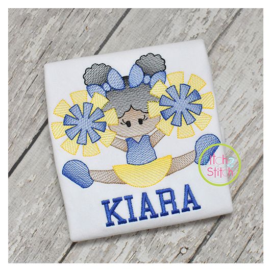 Cheerleader Splits 2 Sketch | Machine Embroidery Designs by JuJu