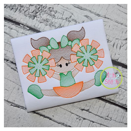 Cheerleader Splits Sketch Embroidery | Machine Embroidery Designs by JuJu