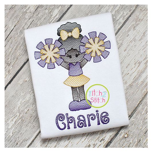 Cheerleader Standing 2 Sketch | Machine Embroidery Designs by JuJu