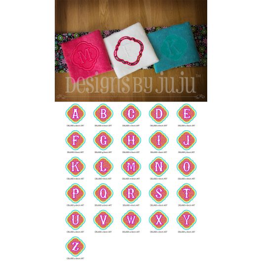Chic Embossed Monogram Alphabet Machine Embroidery Designs by JuJu