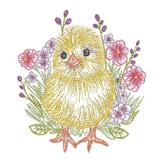 Elegant Easter Chick Vintage Sketch | Machine Embroidery Designs by JuJu