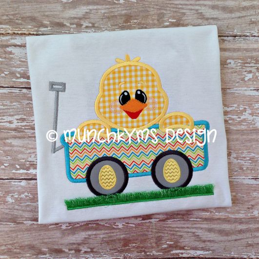 Chick In Wagon Applique | Machine Embroidery Designs by JuJu