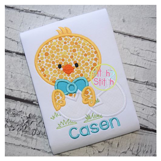 Chick Boy In Egg Applique | Machine Embroidery Designs by JuJu