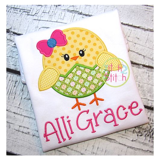 Chick Egg Girl Applique | Machine Embroidery Designs by JuJu
