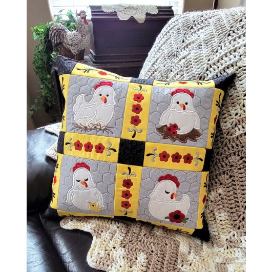 ITH Chicken Pillow | Machine Embroidery Designs by JuJu