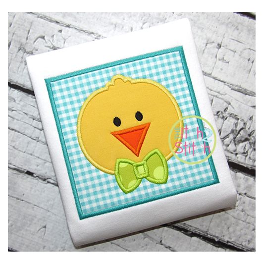 Chick Face Box Applique | Machine Embroidery Designs by JuJu