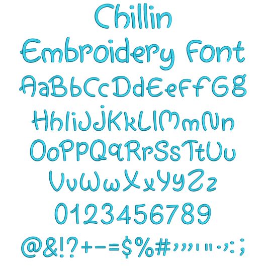 Chillin Embroidery Font | Machine Embroidery Designs by JuJu