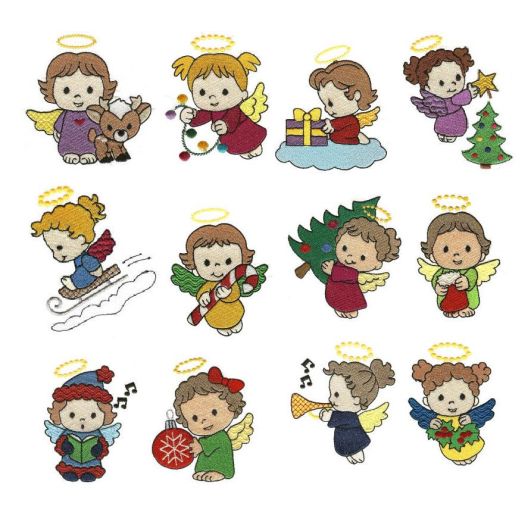 Christmas Angels Filled Machine Embroidery Designs by JuJu